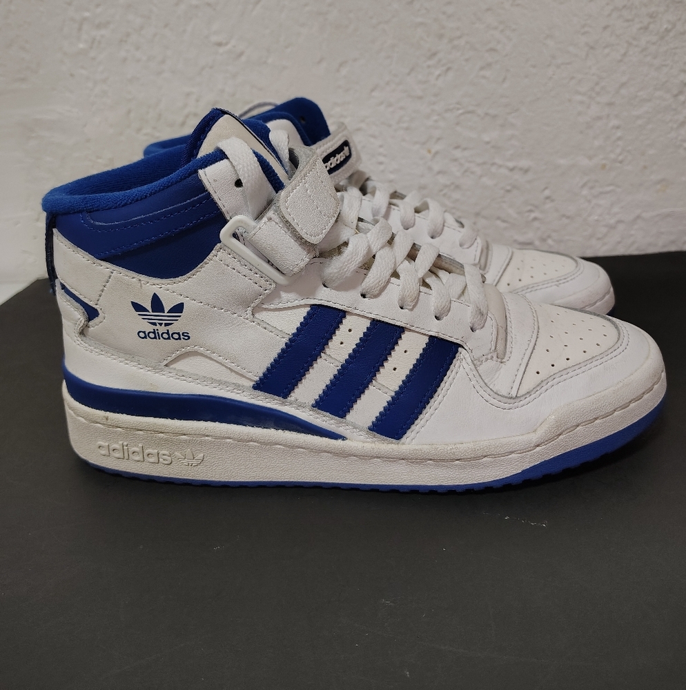 Adidas Originals Men's Forum Mid Sneaker White/ Royal Blue Size men 8 or women 9 - Picture 5 of 14